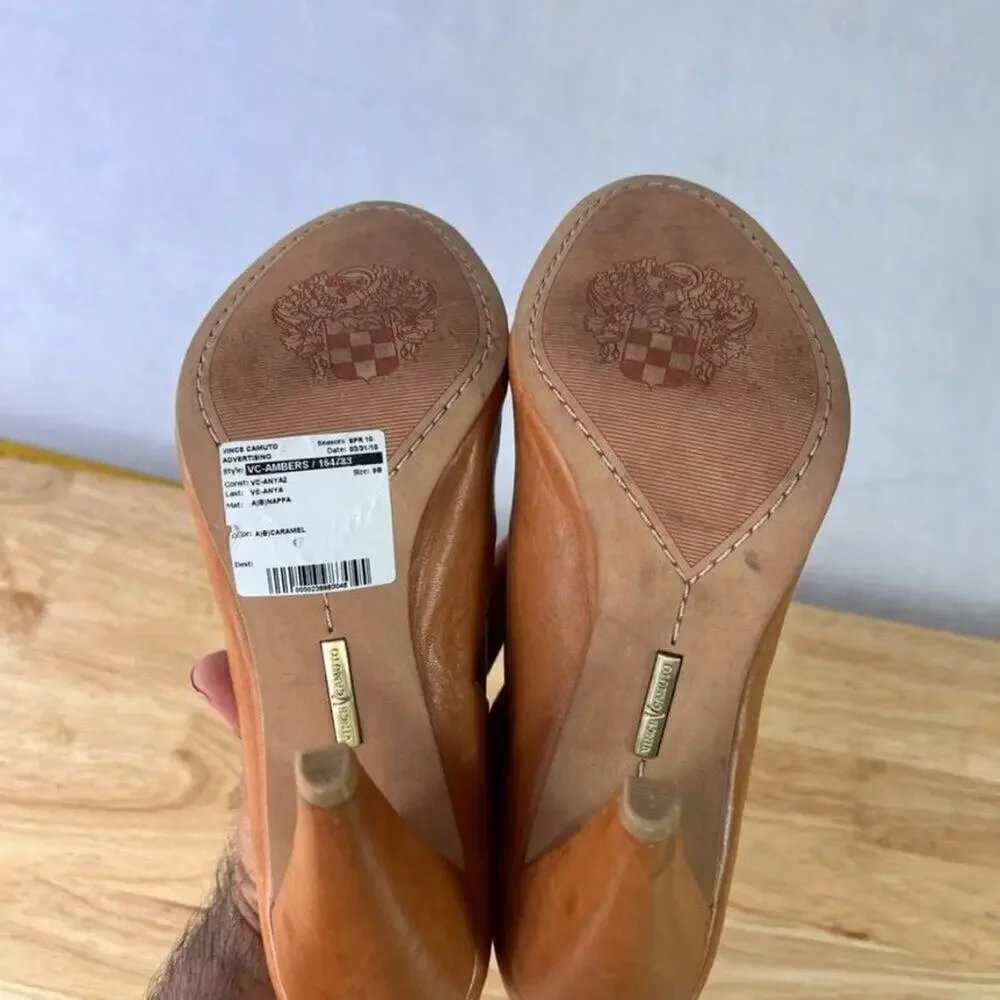 Vince Camuto Booties Womens Ambers Soft Leather Peep Toe Back Zipper Cone Heels